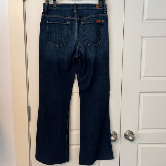 7 For All Mankind Ginger Wide Leg Flare Dark Wash Blue Jeans - Picture 3 of 6